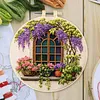 29x29cm DIY Cotton Embroidery Kit with Embroidery Hoop Pre-Printed Pattern Needlework Handmade Landscape Hand Stitch Kit for Craft Lover Gift