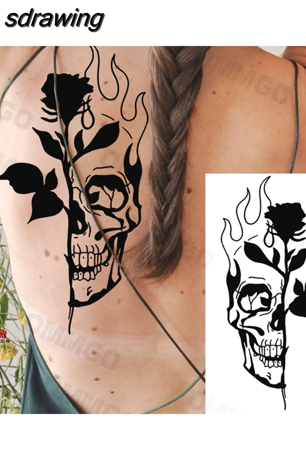 sdrawing Lion Rose Flower Temporary Tattoos For Women Adult Girl Compass Skull Fake Tattoo Arm Thigh Body Art Waterproof Tatoos