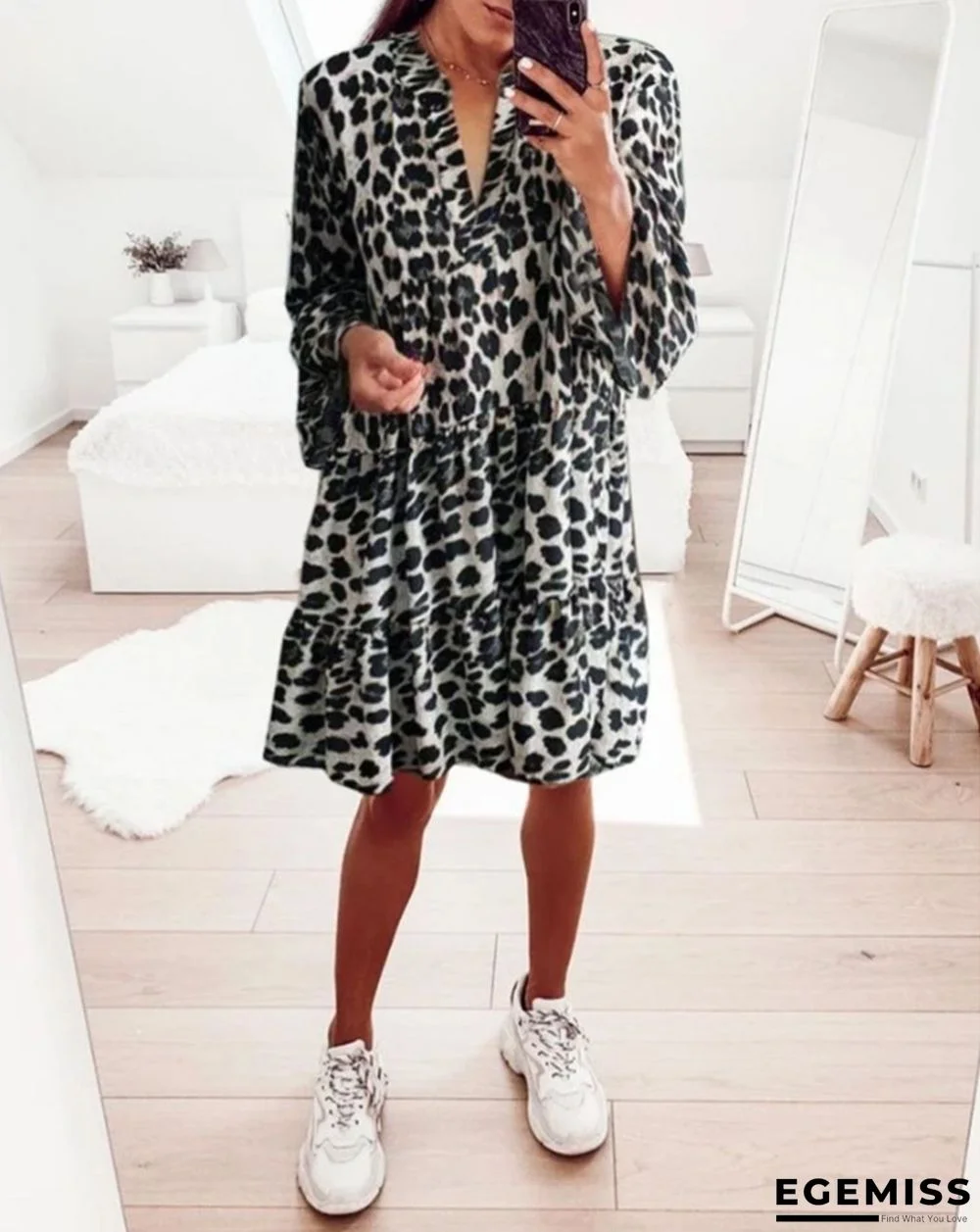 Leopard Print Dress Bohemian Style Dress | EGEMISS