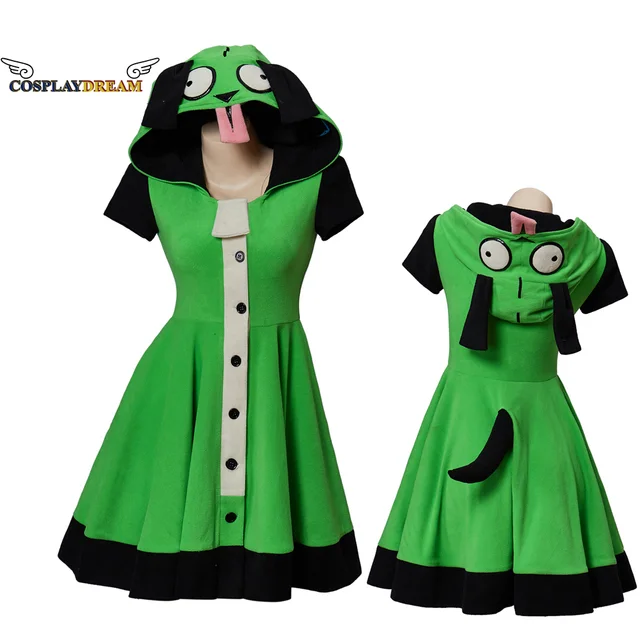 Invader ZIM Cosplay Costume Girl Inspired Kigurumi Dress Invader ZIM Hoodie Costume Alien Cosplay Halloween Suit For Women Girls