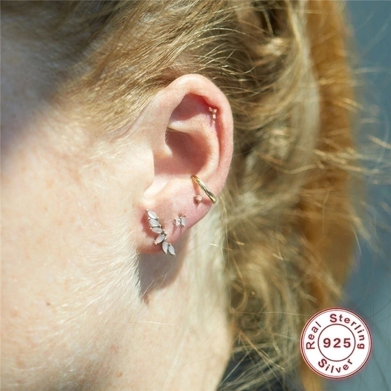 1 Pair 925 Sterling Silver Geometric Ear Studs