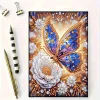 Flower Butterfly 5D DIY Diamond Art Painting Notebook Kit 50 Pages A5 Rhinestone Art Painting Notebook Kit for Adults Beginners Holiday Birthday Gift