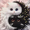 Schwarz-weiße Tai Chi Katze - speziell geformte Diamantmalerei - 30*30cm