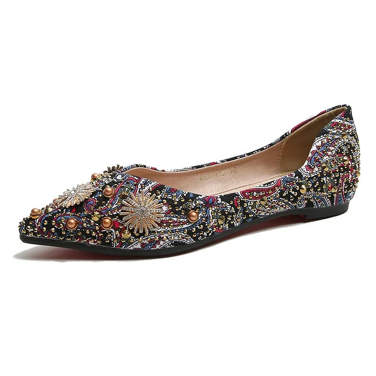 Flats for Women Fashion Print Luxury Shallow Ponted Shoes shopify Stunahome.com