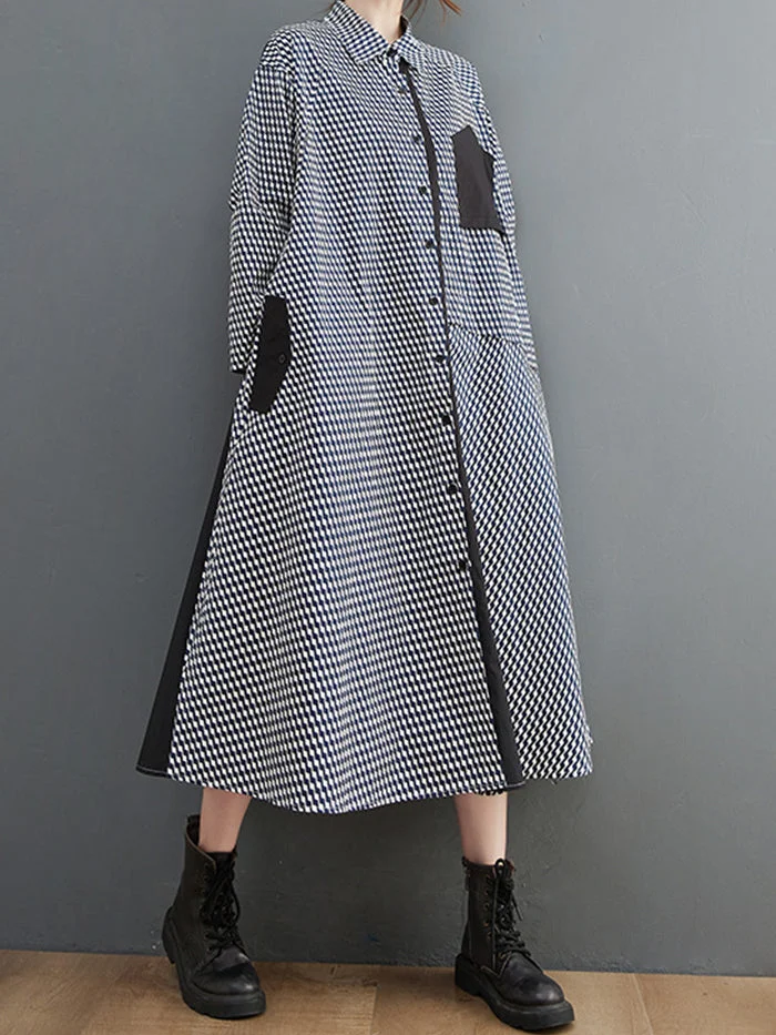 Fashion Patchwork Shirt Dress