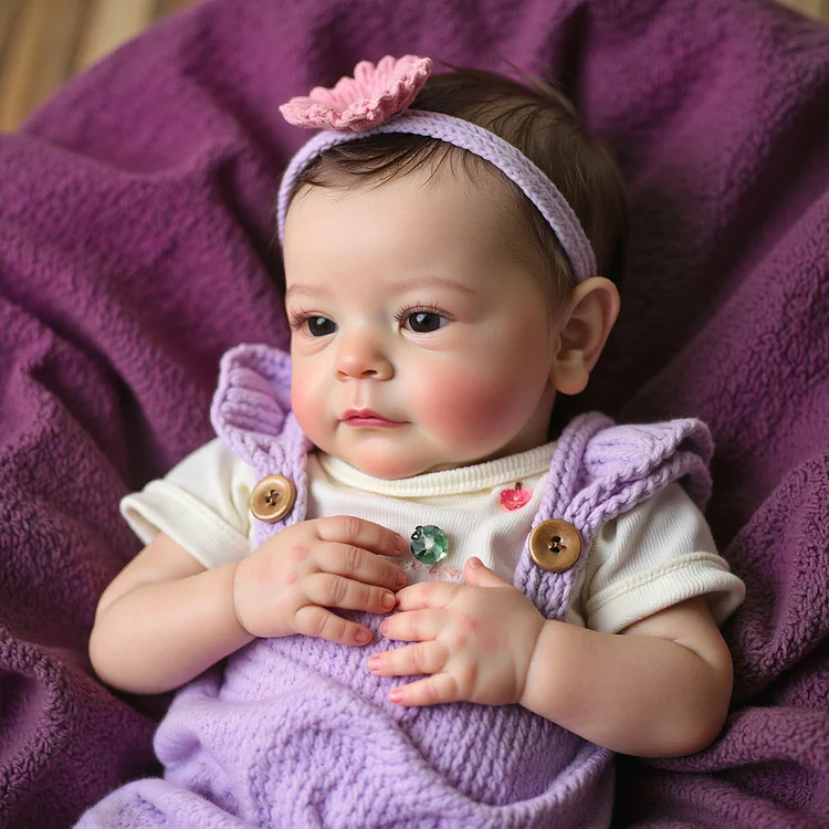 18" Real Lifelike Cute Awake Reborn Newborn Doll Named Sylven with Brown Hair：Realistic Reborn Baby Dolls By Rsgdolls®