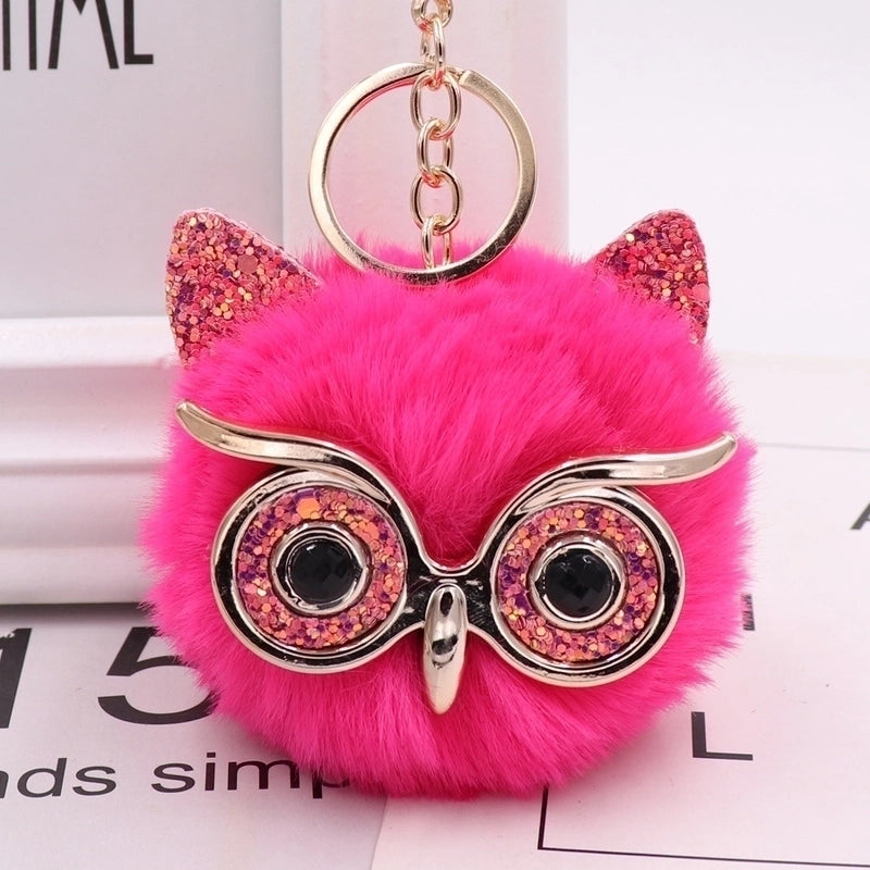 Cute Owl Alloy Plush Unisex Bag Pendant Keychain 1 Piece