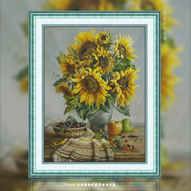 [ZZ0880-Oil painting still life of blooming sunflowers]  Painting Fairy Cross Stitch