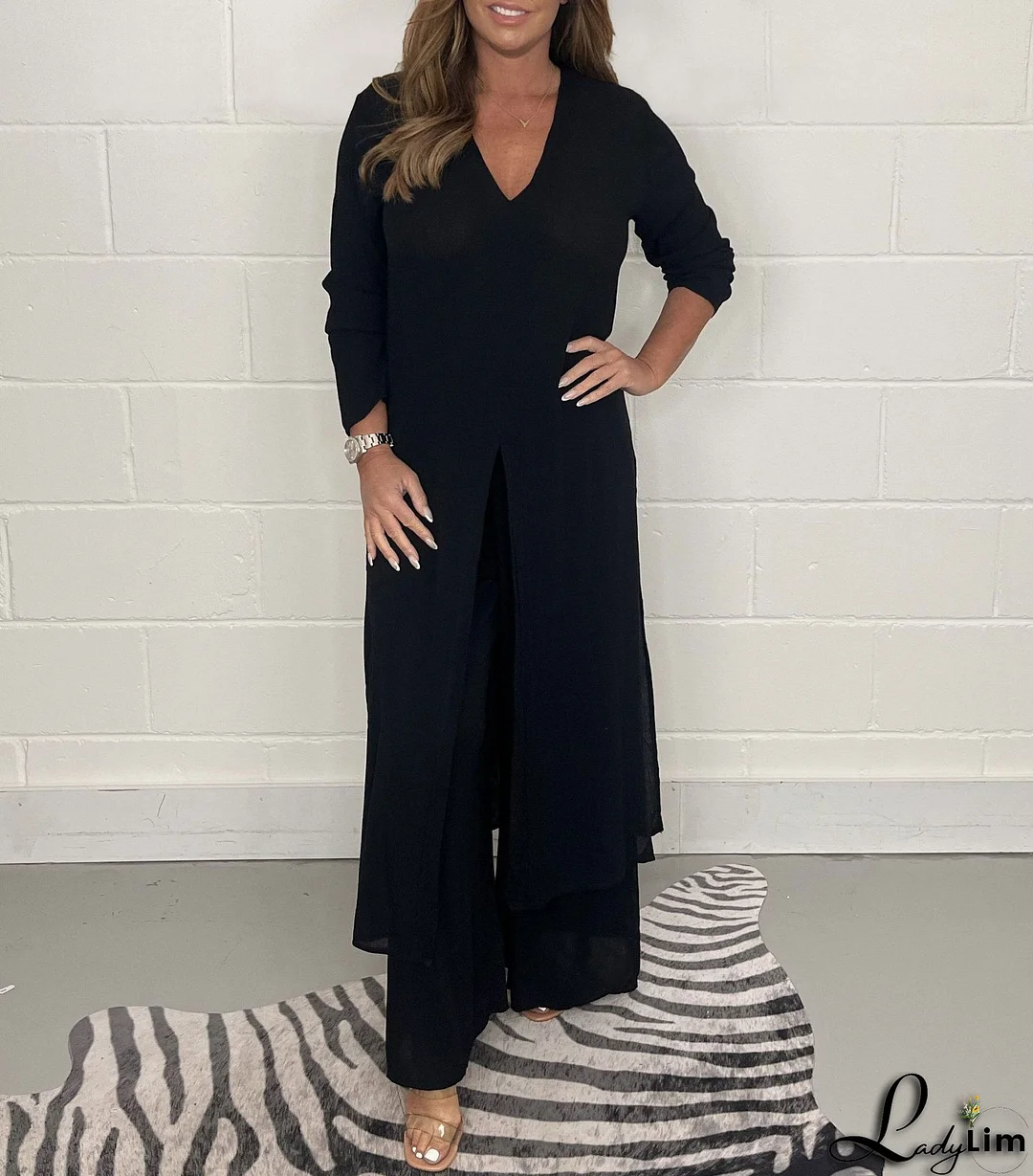 Plus Size New Autumn And Winter Sexy Deep V Stand-up Waist Jumpsuit