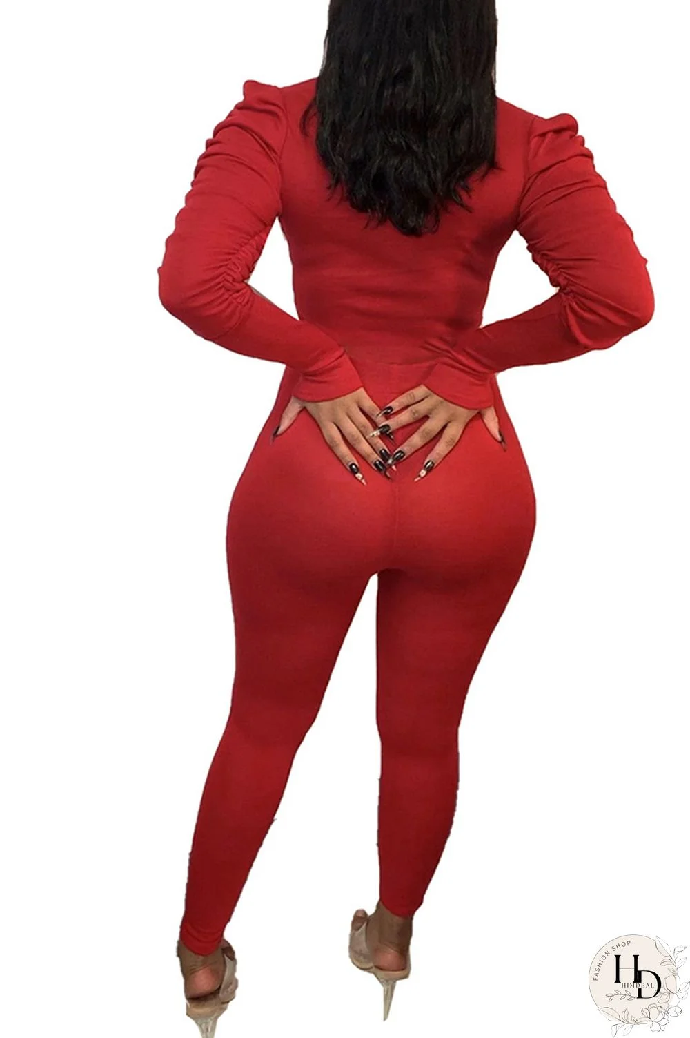 Black Polyester Casual Two Piece Suits Solid pencil Long Sleeve Two-piece Pants Set