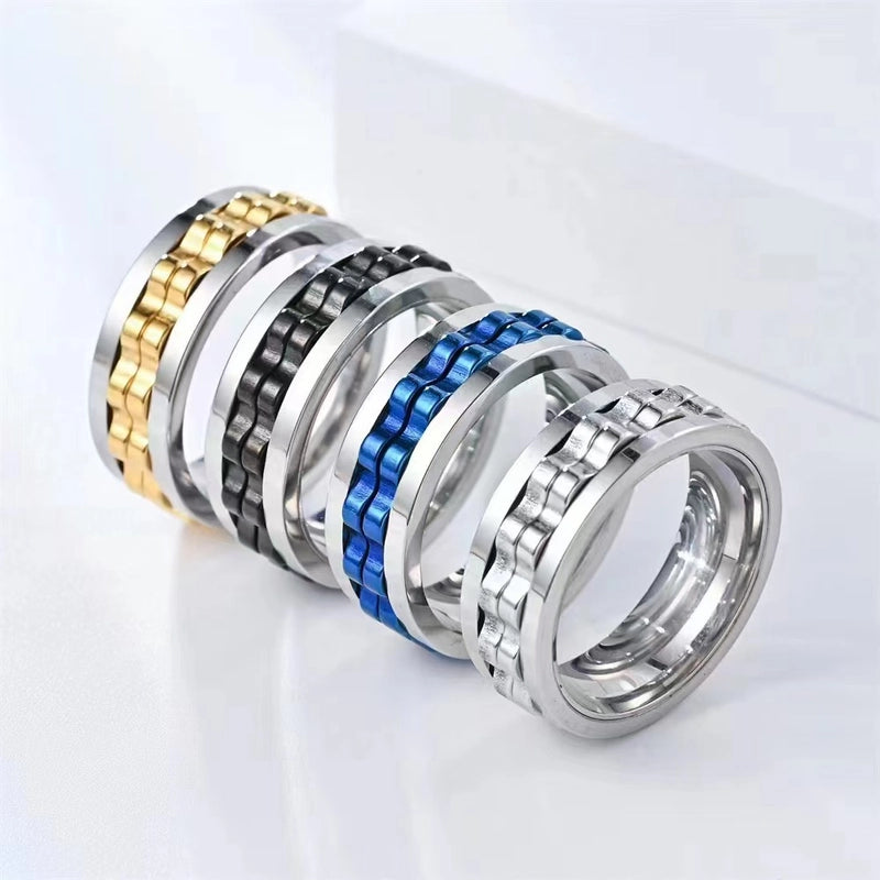 Vintage Style Classic Style Geometric Titanium Steel Plating Unisex Rings Anxiety Ring Men Band Rings