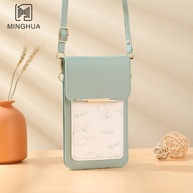 Women’s PVC Solid Color Elegant Streetwear Square Buckle Phone Wallets
