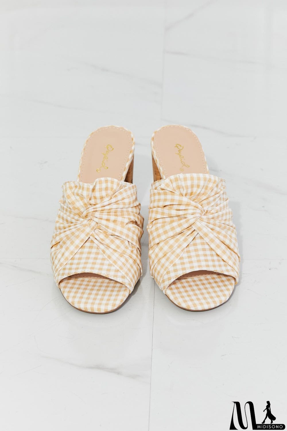 MidiSono - Qupid Freshly Picked Twist Peep Toe Block Heel Mule