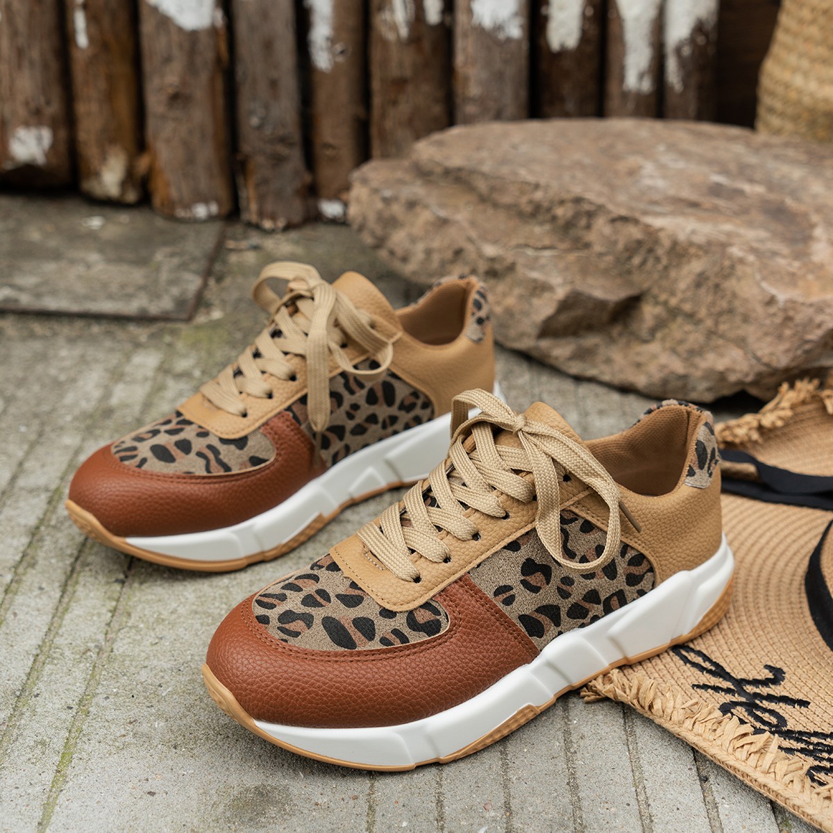 Wheelorx funky womens shoes Platform Sneakers Women 2025 Round Toe Low-top Leopard Wedge Shoes Women's Lace Up Socofy Casual Sports Shoes Size 36-43