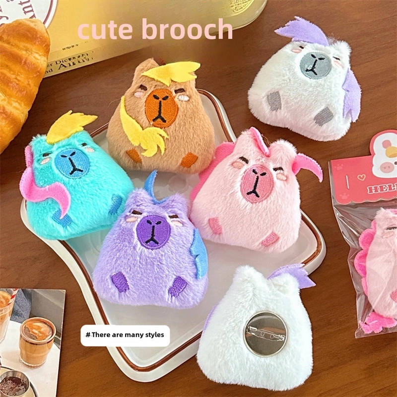 New Creative Plush Capybara Doll Pendant Cute Small Doll Bag Hanging Decoration Student Cartoon Doll Brooch For Women
