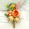 10PCS Autumn Wedding Bridal Groom Orange Pumpkin Themed Catering Guests Corsage Boutonniere Wrist Artificial Flower Bouquets