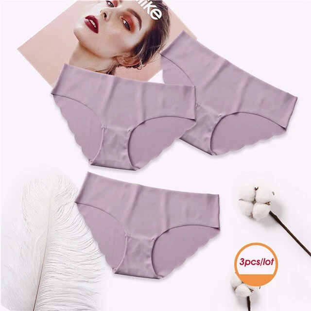 3PCS/Set Seamless Panties Set Underwear Women Female Intimates Fashion Girls Low-Rise Briefs 8Colors Lingerie 2019 Drop Shipping
