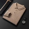 Pure wool sweater Men's casual lapel sweater