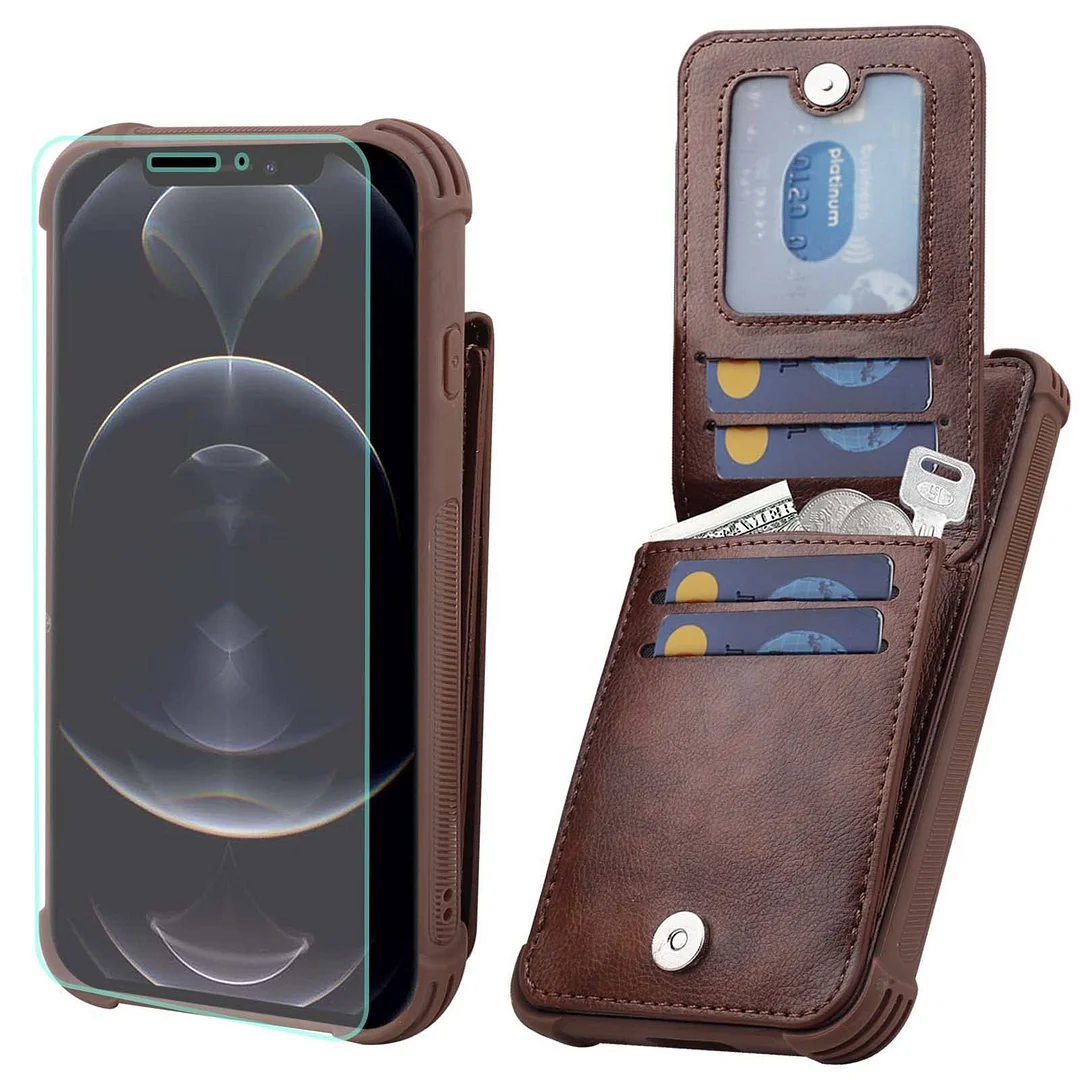 VANAVAGY Wallet Case for iPhone 13 Pro Max,Leather Magnetic Clasp Flip Folio Shockproof Phone Cover