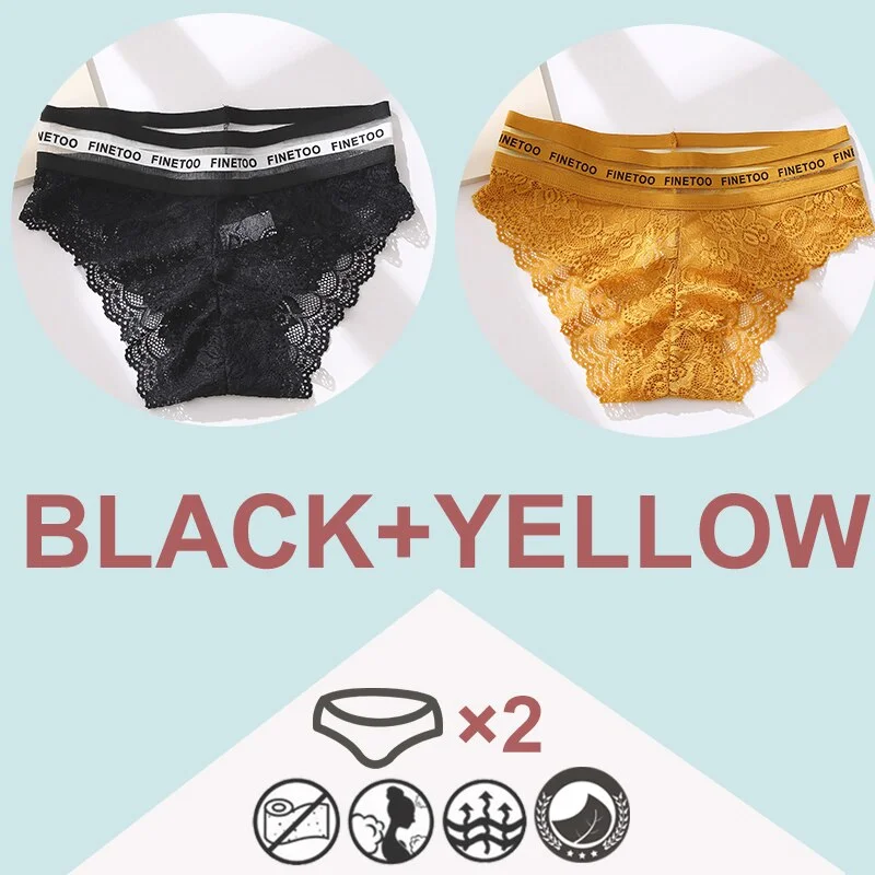 FINETOO 2PCS/Set High Waist Women Panties Sexy Lace Underwear Woman Lace Pantys Mesh Floral Lingerie Female Seamless Briefs L-XL
