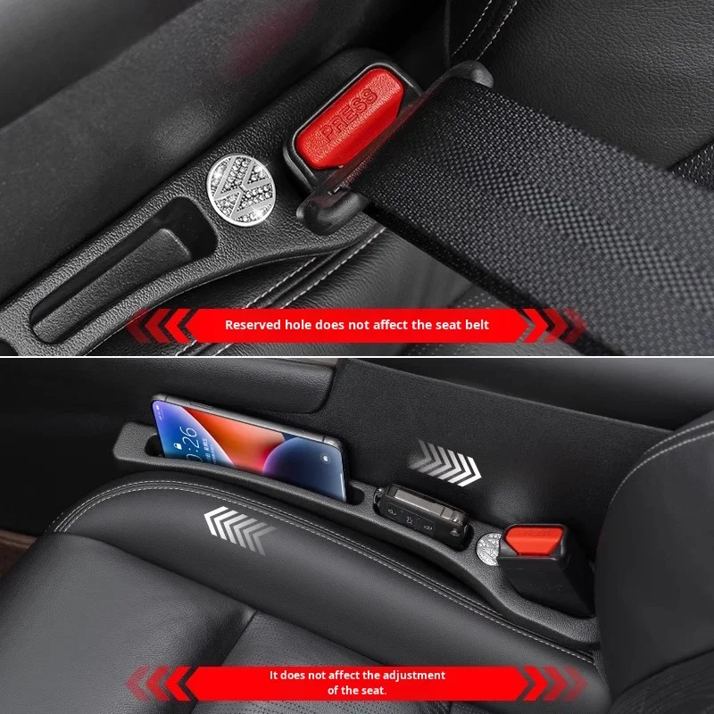 Diamond Pattern Car Seat Gap Filler with Double-Slot Leak-Proof Strip Interior Kits for Edge Filling and Storage