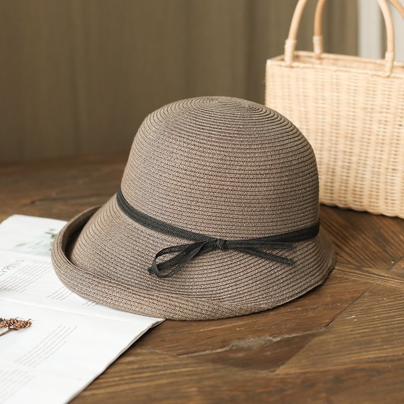 👒Handmade straw beach sun hat ladies summer fisherman hat with UV protection boho hat