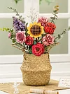 Wooden flower flower building block flower assembly diy flower arrangement children's puzzle gift