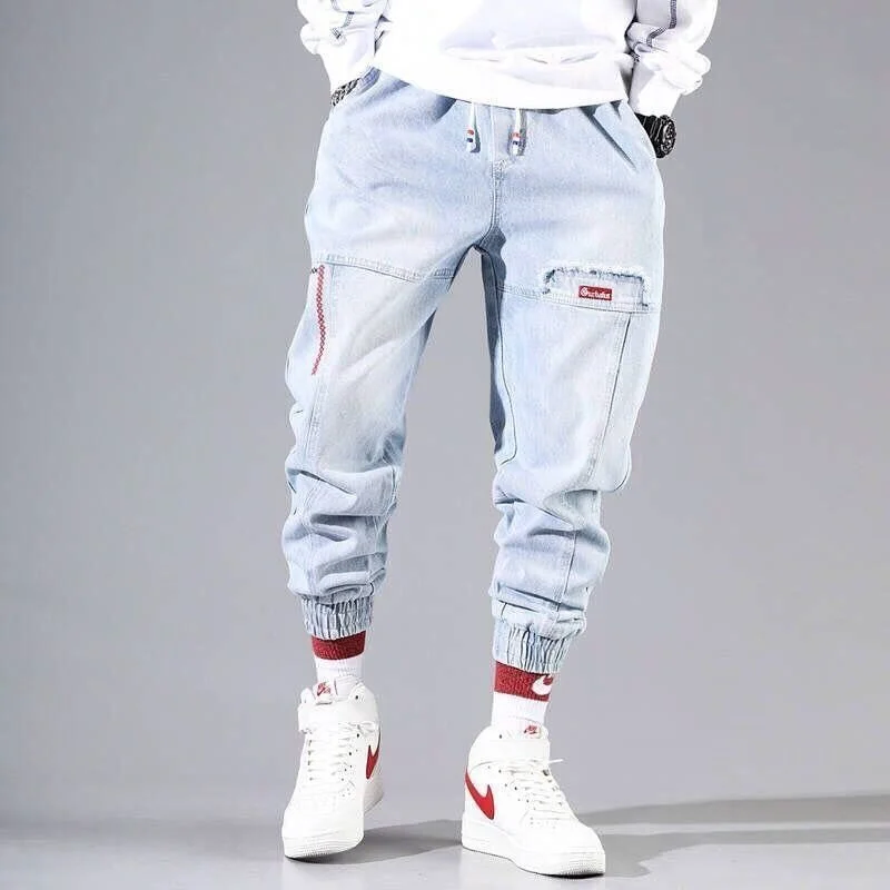 Aonga Streetwear Hip Hop Cargo Pants Men's Jeans Cargo Pants Elastic Harun Pants Joggers Pants 2022 Autumn And Winter