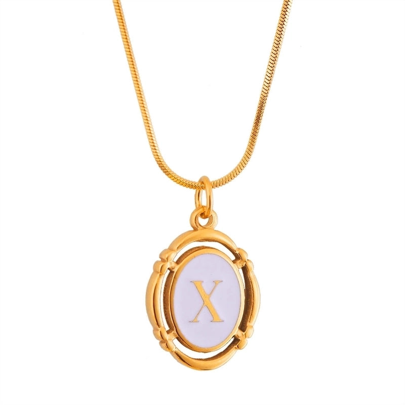 Stainless Steel Classic Style Stoving Varnish Plating Letter Pendant Necklace