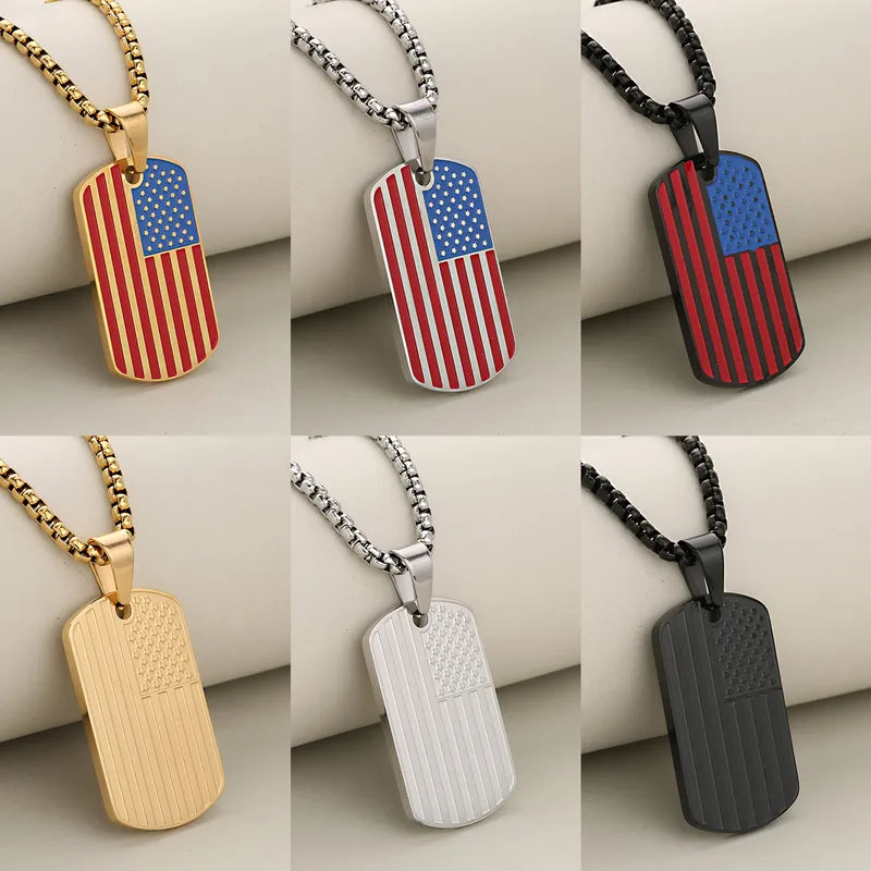 1 Piece 33.2*19.8mm 304 Stainless Steel American Flag Pendant Jewelry Accessories
