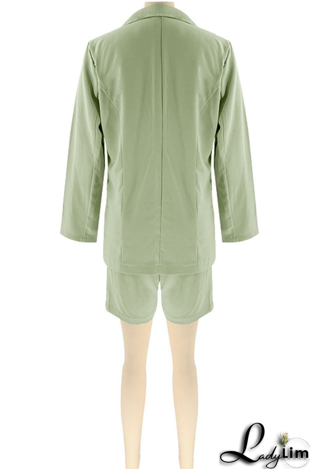 Yellow Casual Solid Patchwork Buttons Turn-back Collar Long Sleeve Two Pieces