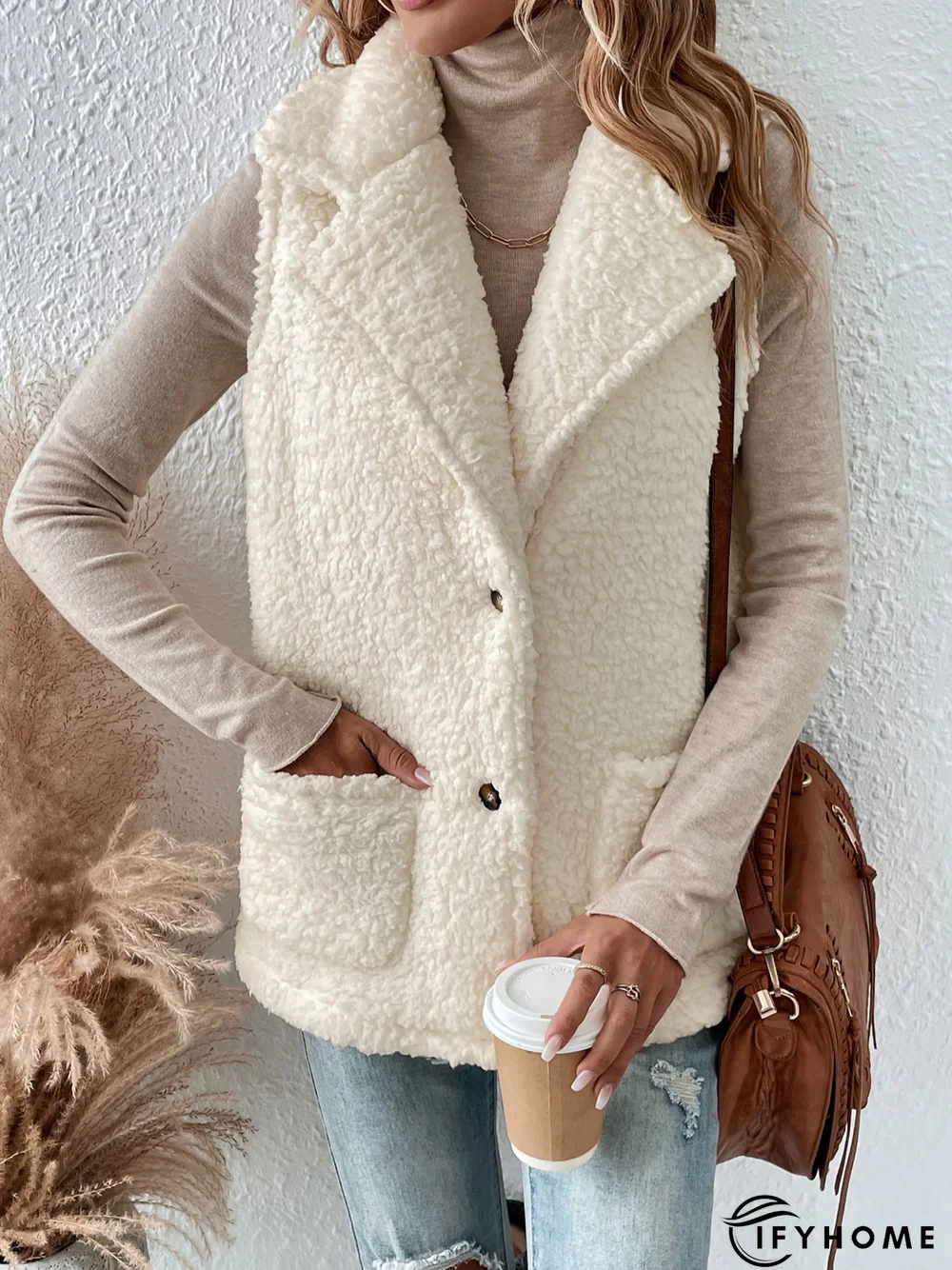 Plain Shawl Collar Casual Regular Fit Vest | IFYHOME