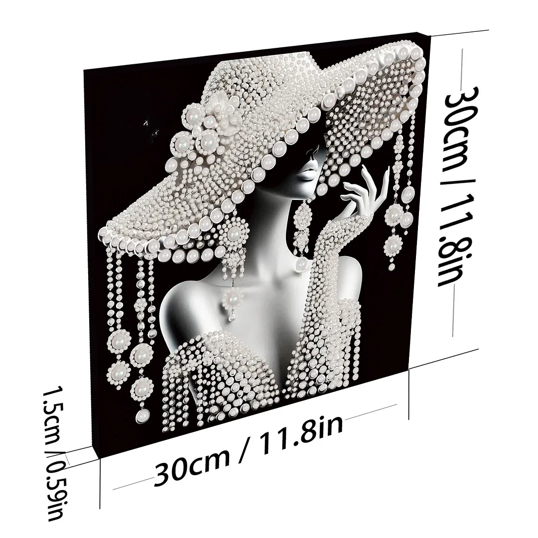 Lady - DIY Pearl Diamond Art Kit With Frame 30*30cm