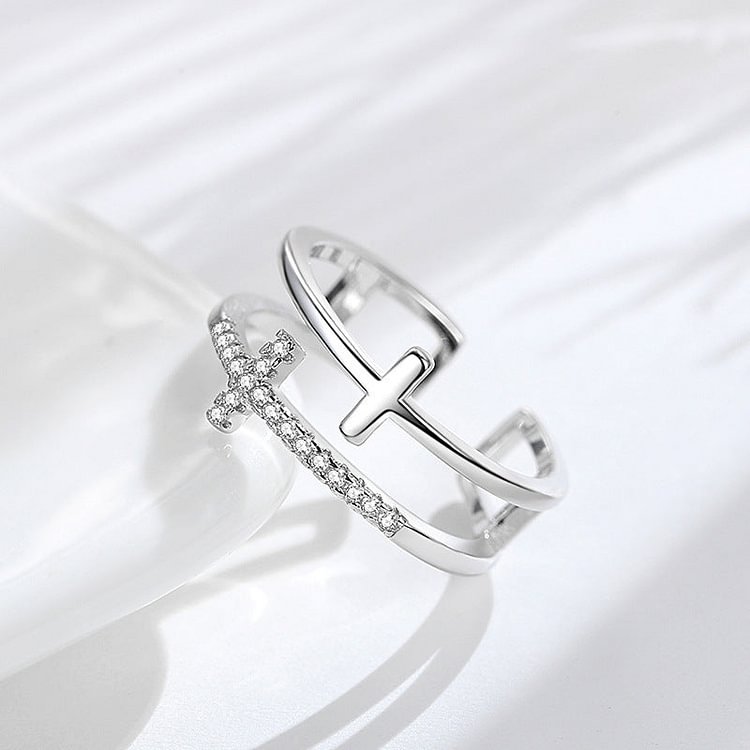 To My Daughter Pray Through It Double Cross Adjustable Ring