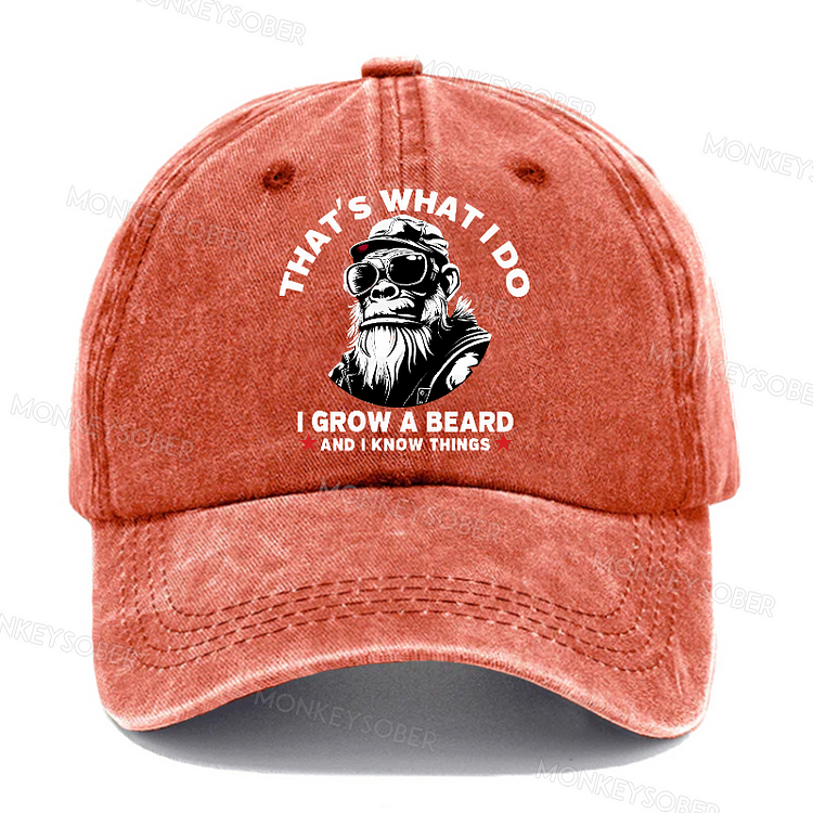 That‘S What I Do I Grow A Beard And I Know Things  Washed Baseball Caps