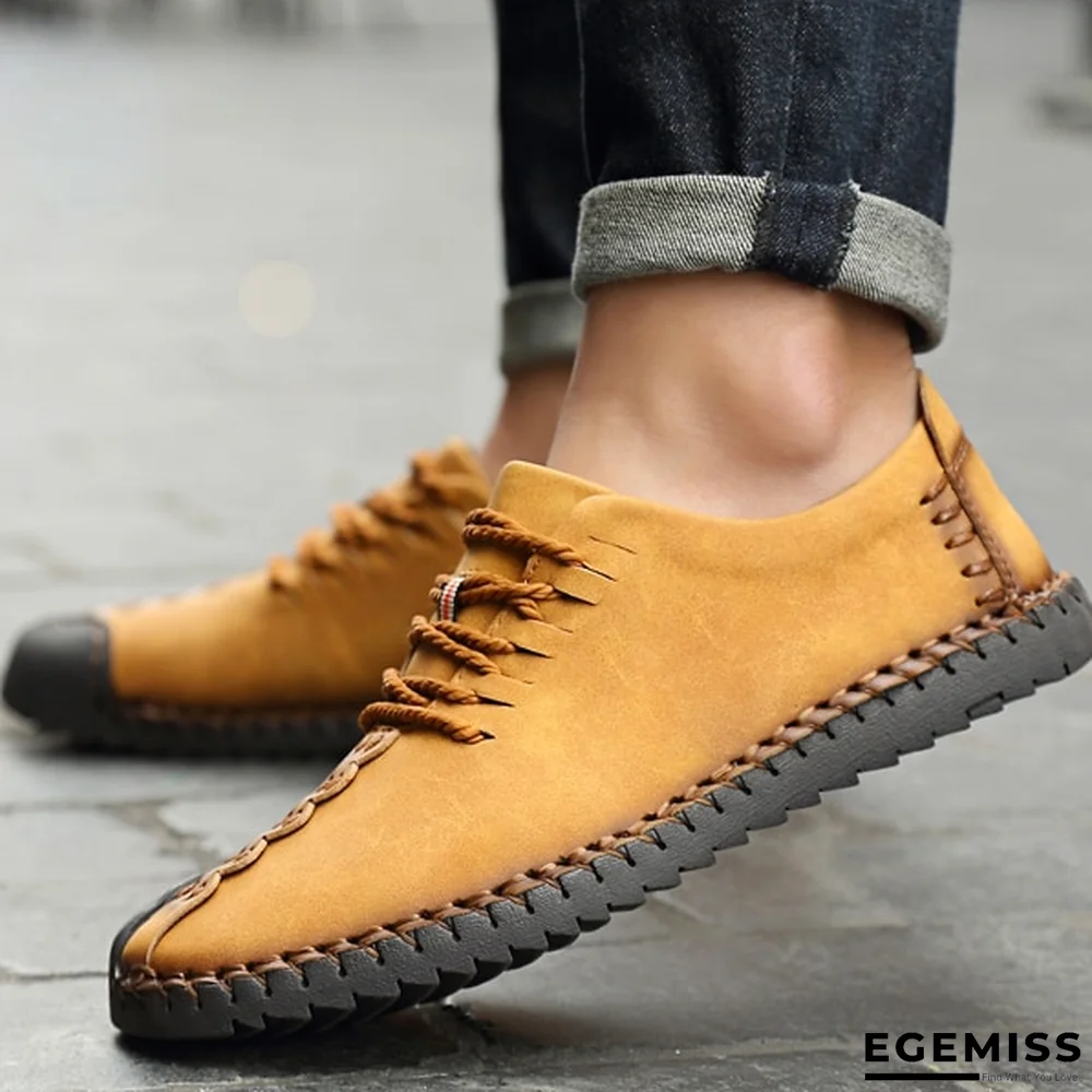 Men's Comfortable Casual Loafers Shoes Split Leather Flats Moccasins Shoes | EGEMISS