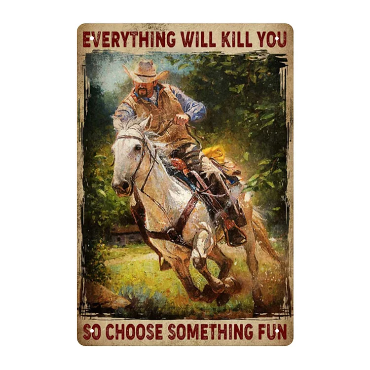 Cowgirl de l’Ouest cyclisme - enseigne en étain vintage - 7.9x11.8 & 11.8x15.7inch