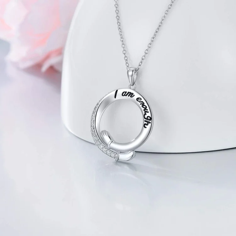 For Self - S925 I am Enough Circle Hug Necklace