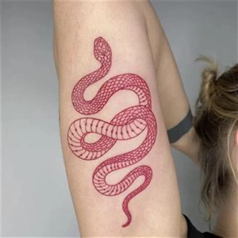 New Red Snake Temporary Tattoo Sticker Waterproof Men and Women Body Art Personality Cool Fake Tattoo Arm Thigh Tattoo Sticker