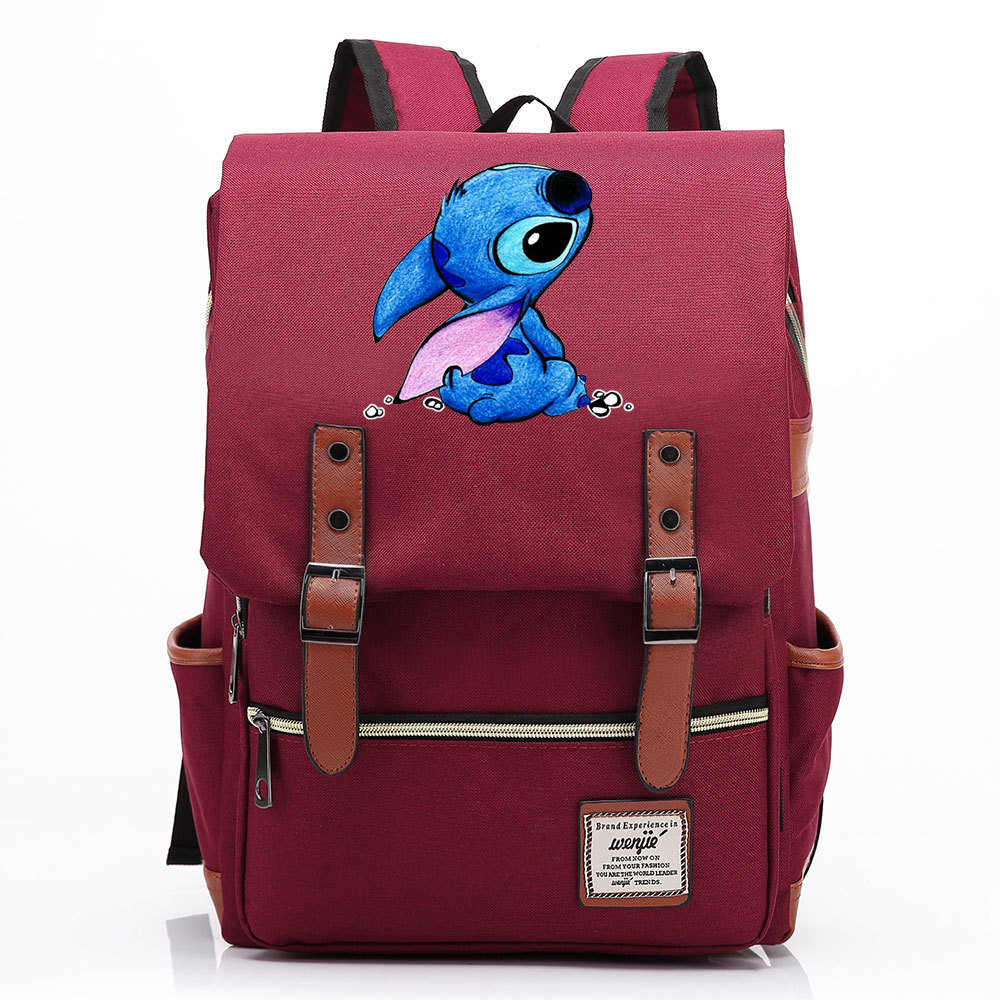 Stylish Lilo & Stitch Square Backpack with Belt Buckle Design - Fits 15-inch Laptop-Mayoulove