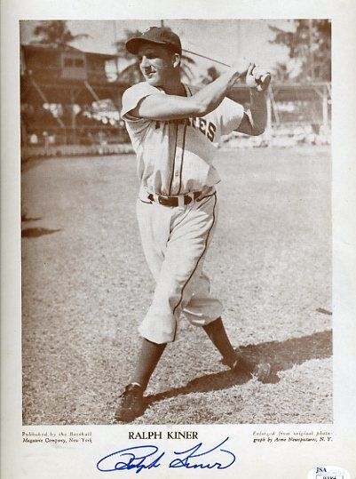 Ralph Kiner 1950`s Signed Jsa 10x12 Baseball Mag Premium Authentic Autograph