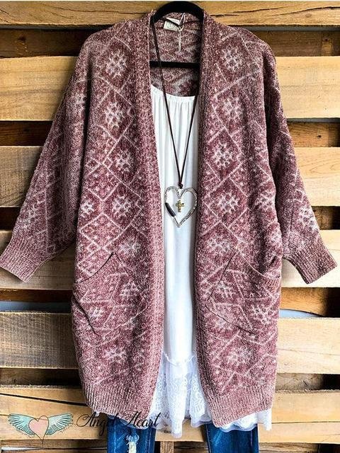 Casual Jacquard Pocket Knitted Sweater Cardigan