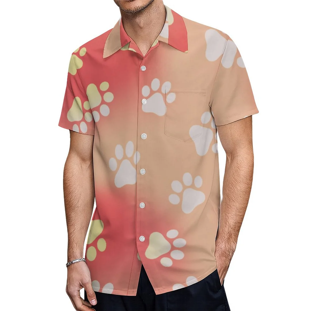 Crazy Cats Eyes Louis Wain Black White Cat Paw Hawaiian Shirt Mens Button Down Plus Size Tropical Hawaii Beach Shirts