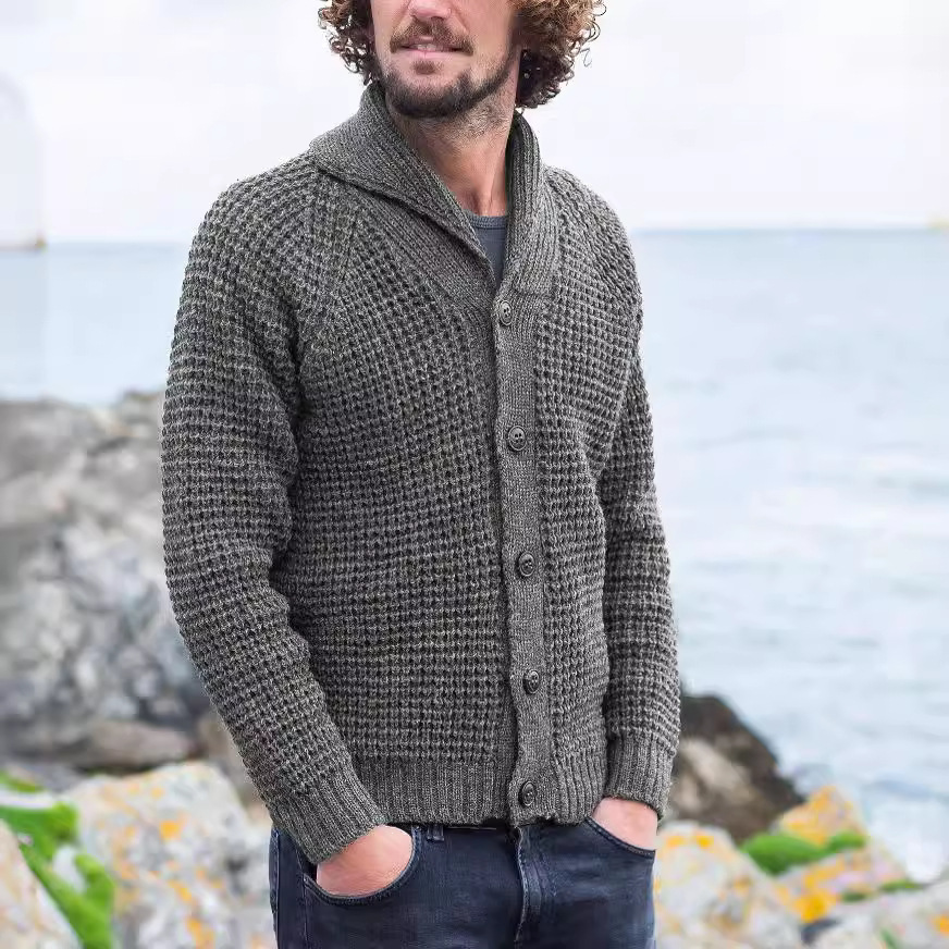 Retro Solid Color Knitted Cardigan