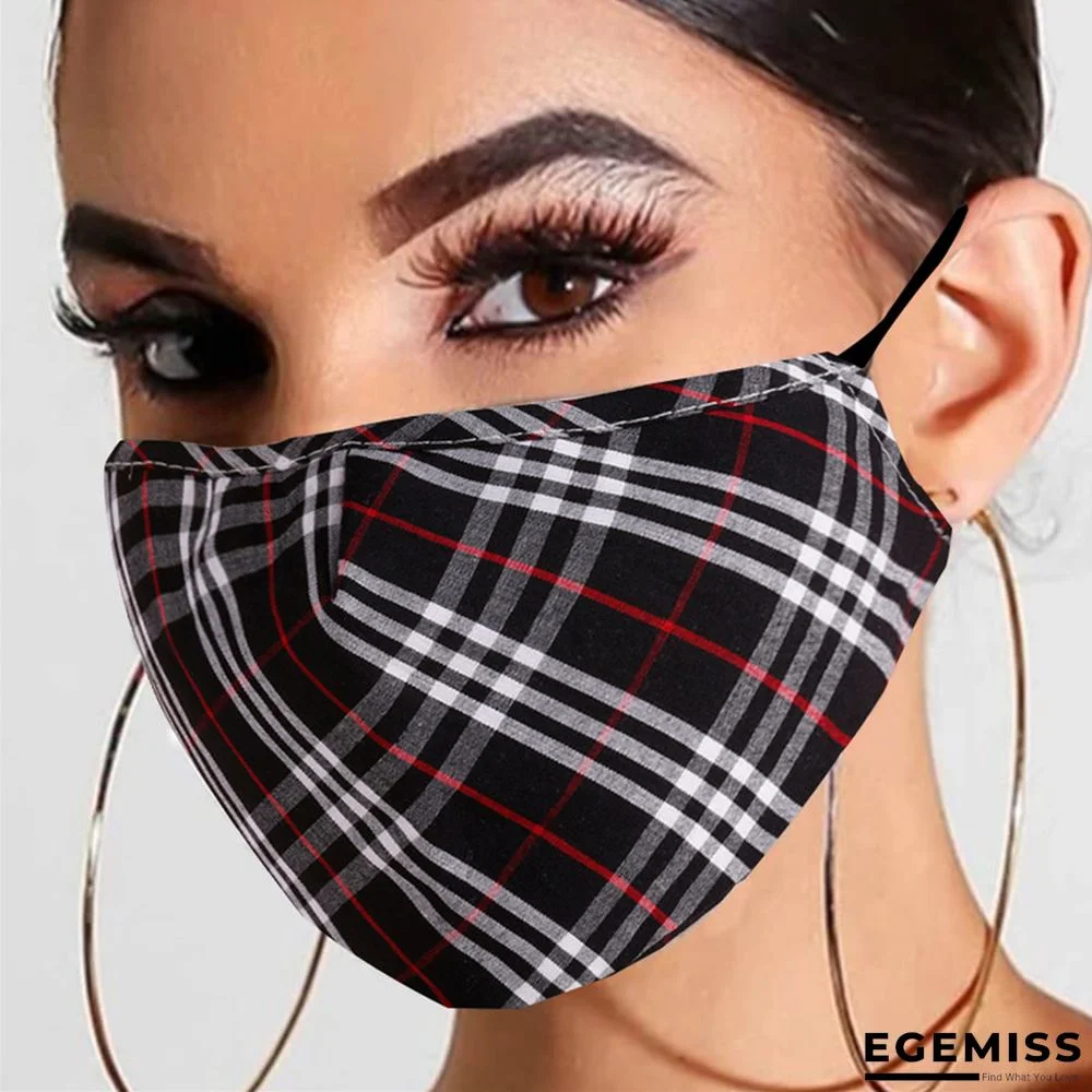 Black Fashion Plaid Print Patchwork Mask | EGEMISS