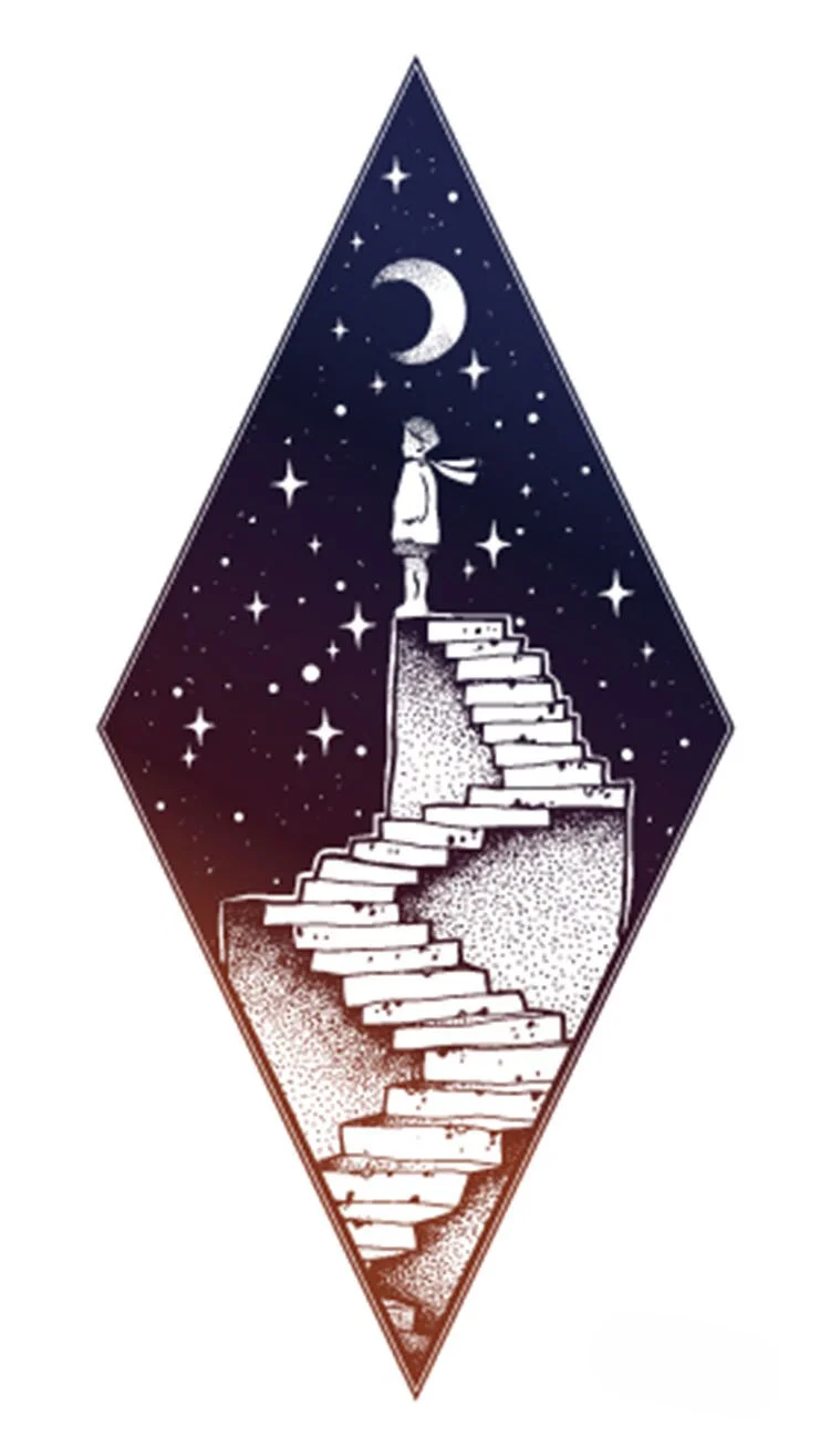 Tattoo Sticker Art Black White Drawing Little Element Small Triangle wave flower mountain Water Transfer Temporary Fake tatoo