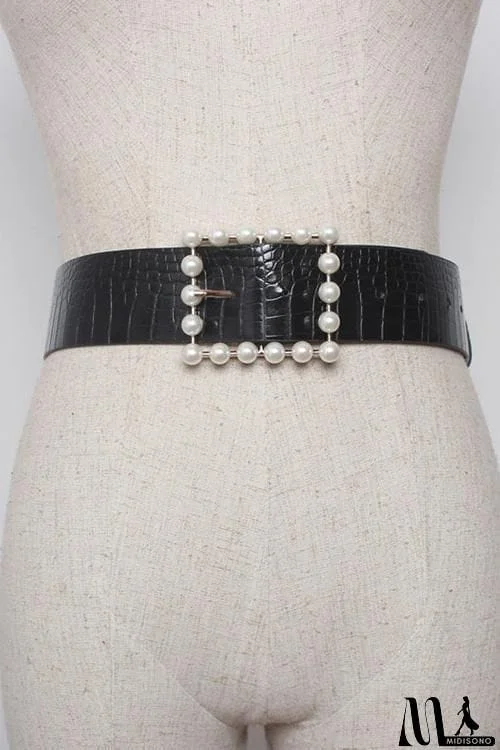 MidiSono - Pearl Wide Leather Belt