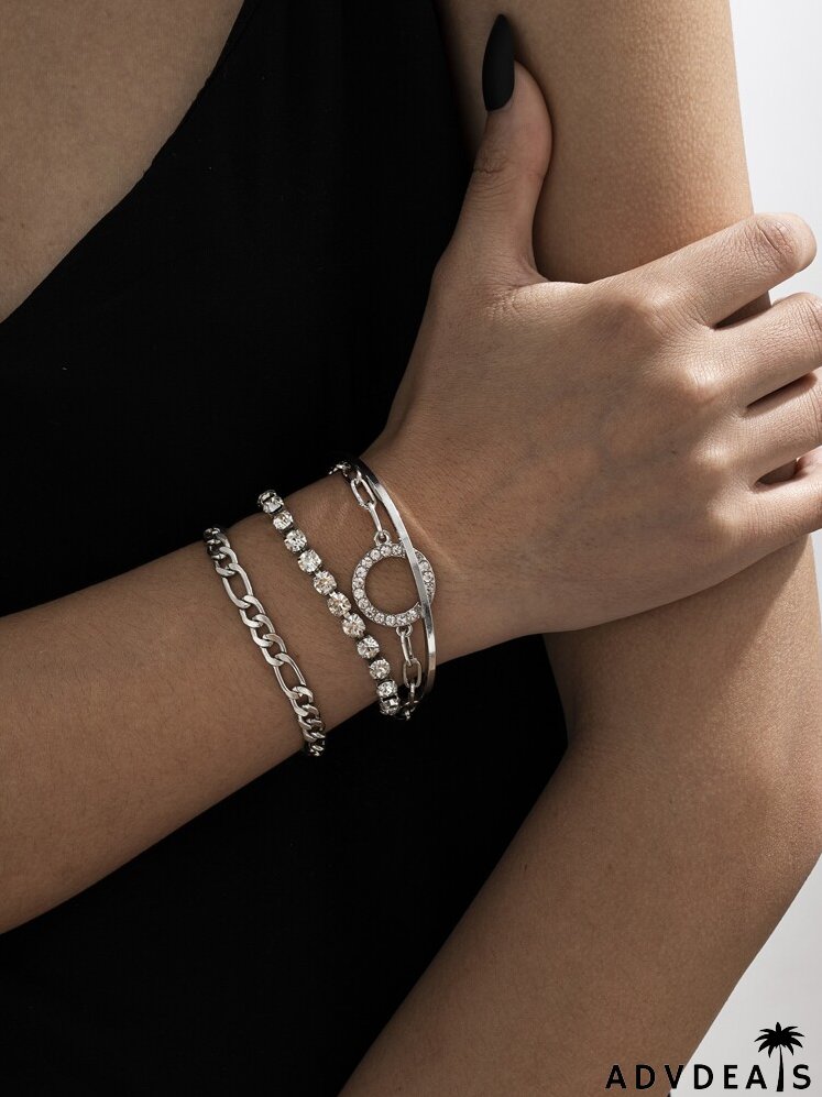 4pcs Rhinestone Decor Bracelet