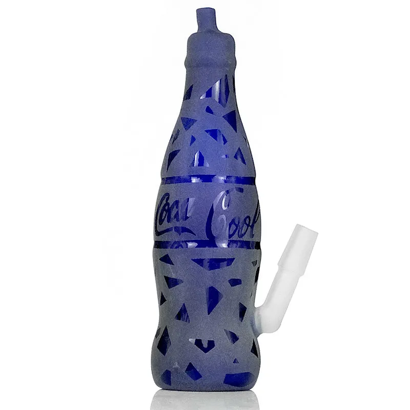 Cola Cool Thick 8" Blue Base Bottle Glass Water Pipe 