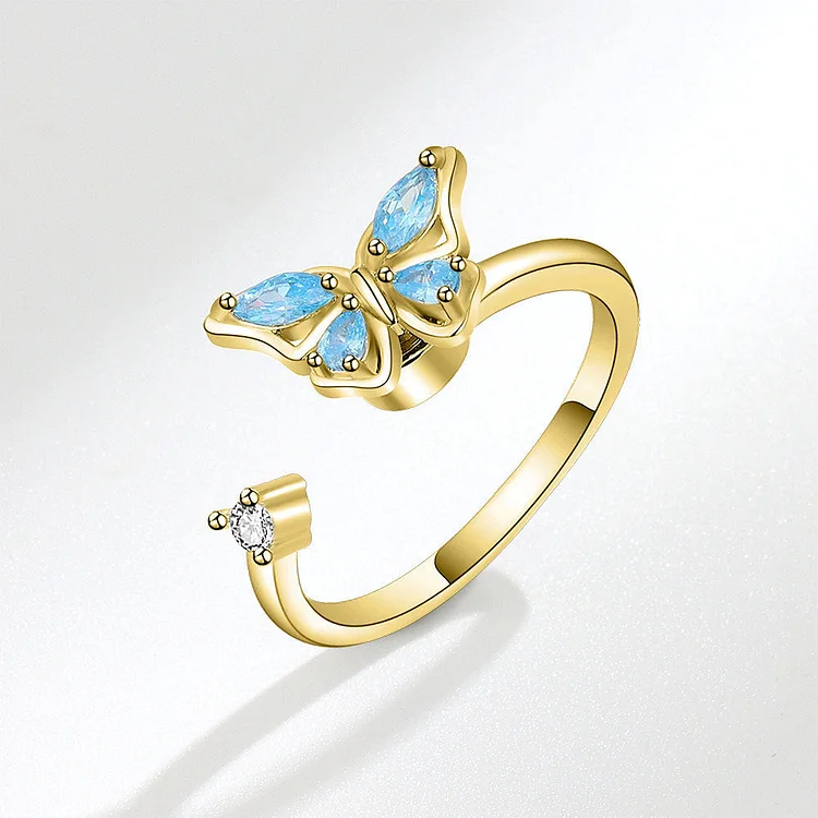 Rotating Butterfly Spinning Anxiety Adjustable Ring